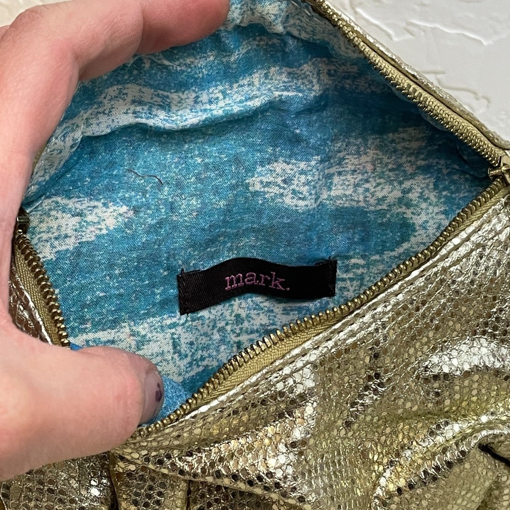 🌻Mark. Gold Metallic Small Crossbody Formal Clutch Mini Purse - Picture 6 of 9